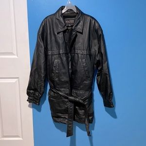 Vintage Men’s insulated leather jacket coat size LT